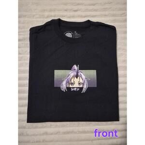 Black Anime Graphic T-Shirt with Shion Character Size Small